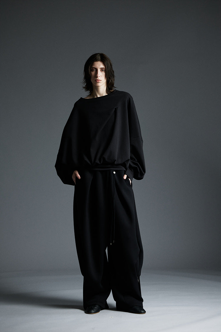 NEOPRENE WIDE SWEAT PANTS BLACK