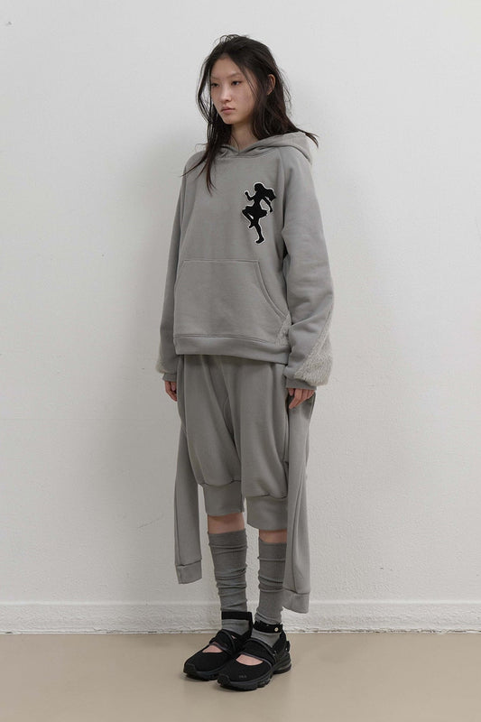 KNIT BACK HOODIE - MINT GREY