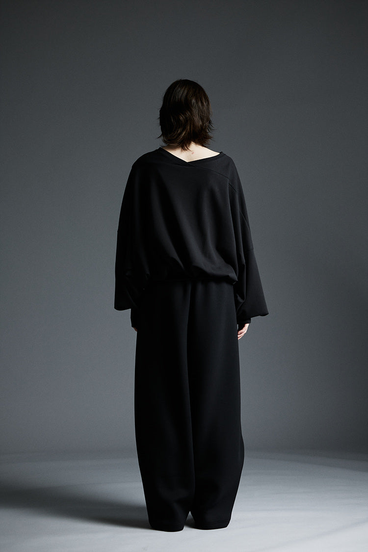 NEOPRENE WIDE SWEAT PANTS BLACK