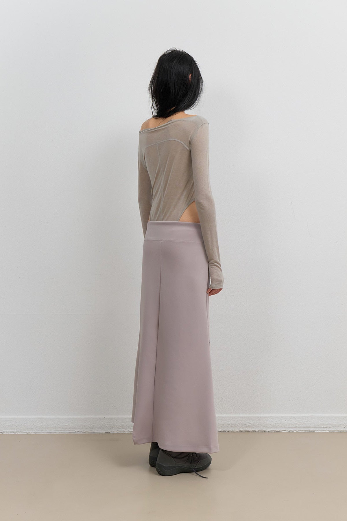 ASYMMETRIC MERMAID JERSEY SKIRT - BEIGE