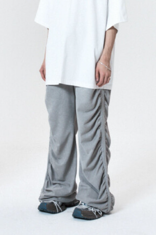 PEOPLE OF THE WORLD SHIRRING WIDE BANDED PANTS GRAY
