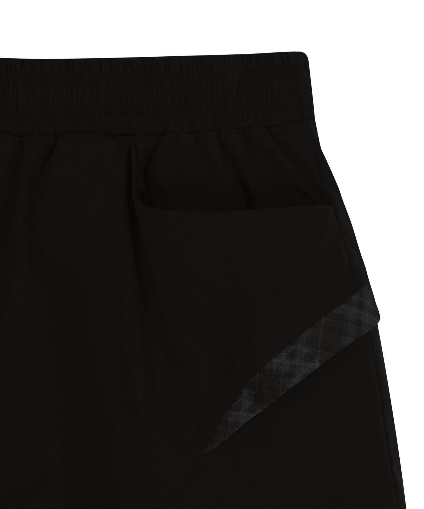 OJOS REVERSIBLE PLAID TRACK SHORTS BLACK
