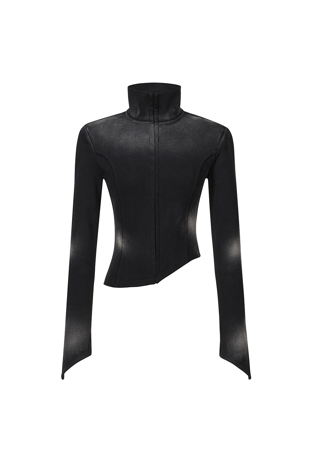 UL:KIN BLEACH WASHED ASYMMETRIC COTTON TOP BLACK