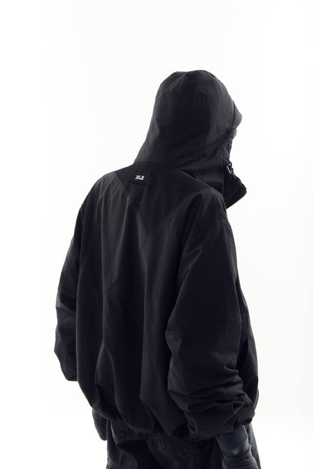MESH PANELED JACKET BLACK