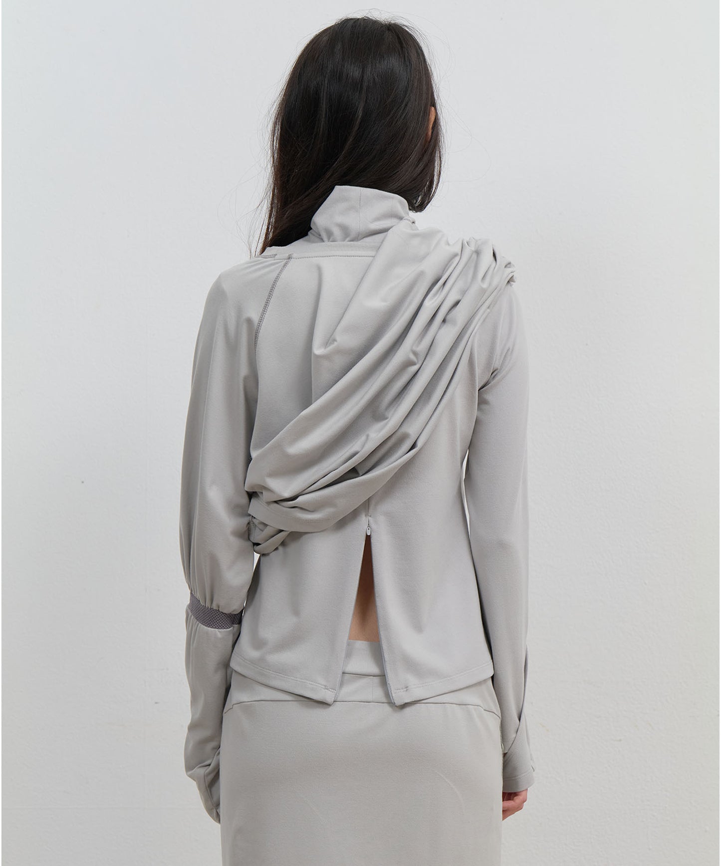 MOCK NECK TEE - MINT GREY