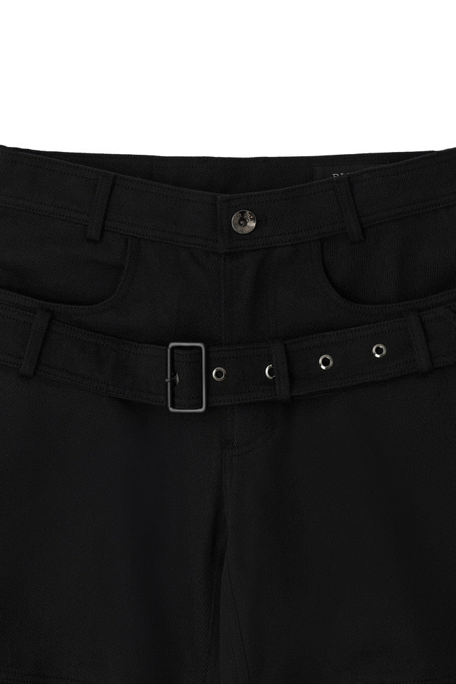 STUCKED BELT WITH LOW DENSITY COTTON AND RAW-EDGED PANTS