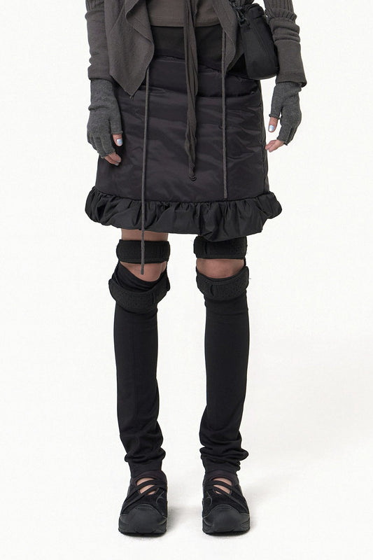 OJOS REVERSIBLE MIDI PADDED SKIRT BLACK