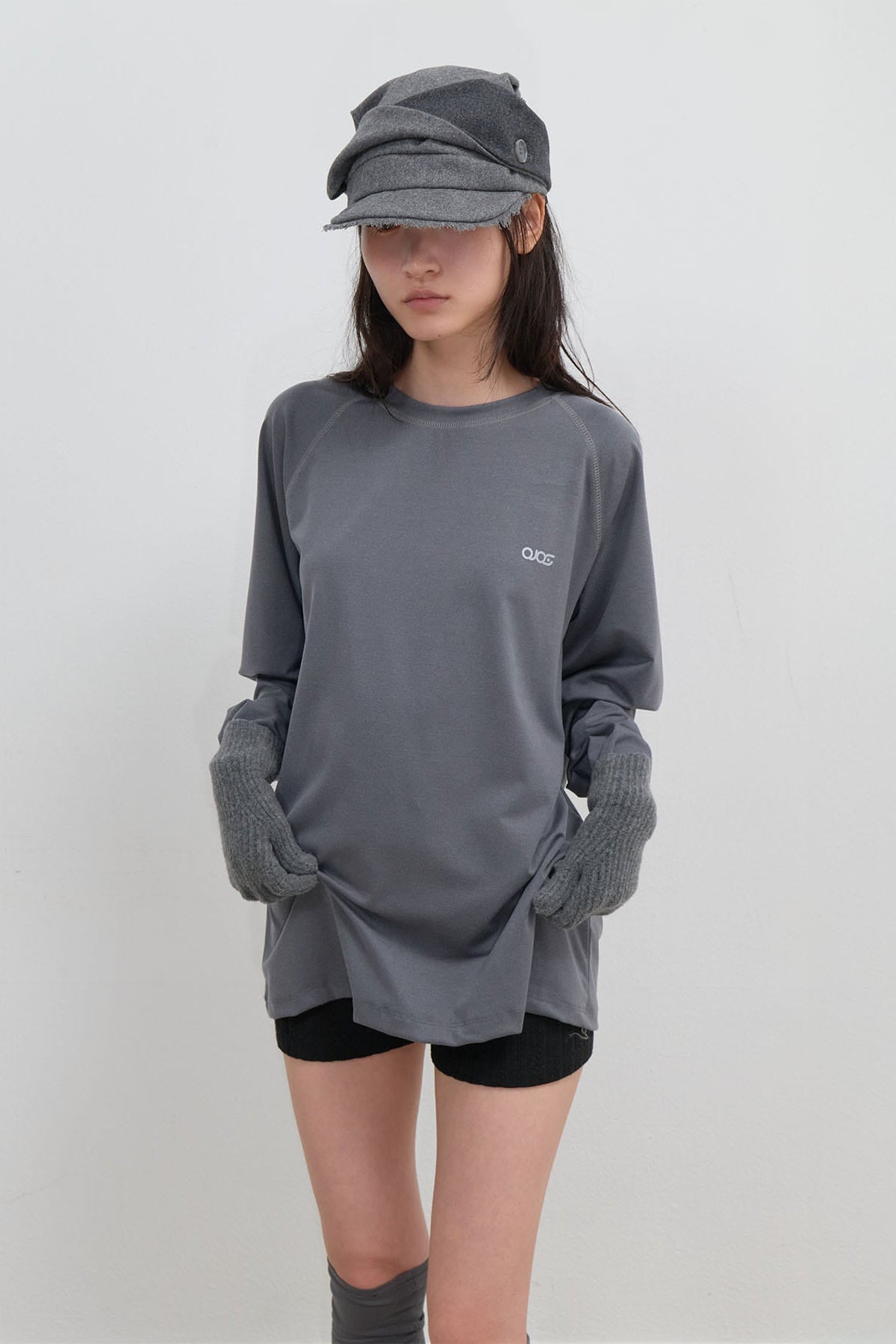 SCARF VEIL WOOL CAP - GREY
