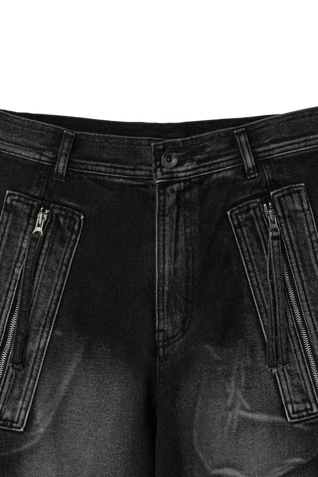 CURVED TANKER WASHED DENIM PANTS