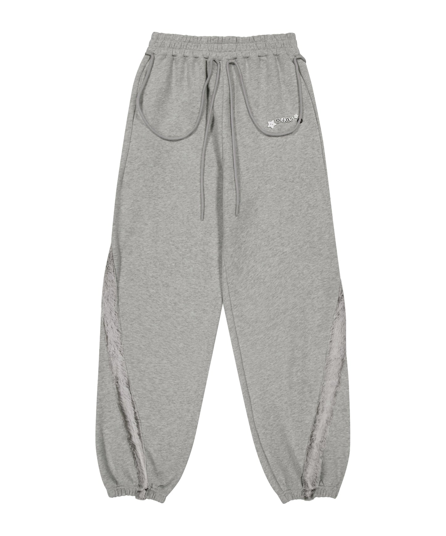 SIDE FUR TRIM SWEATPANTS - GREY