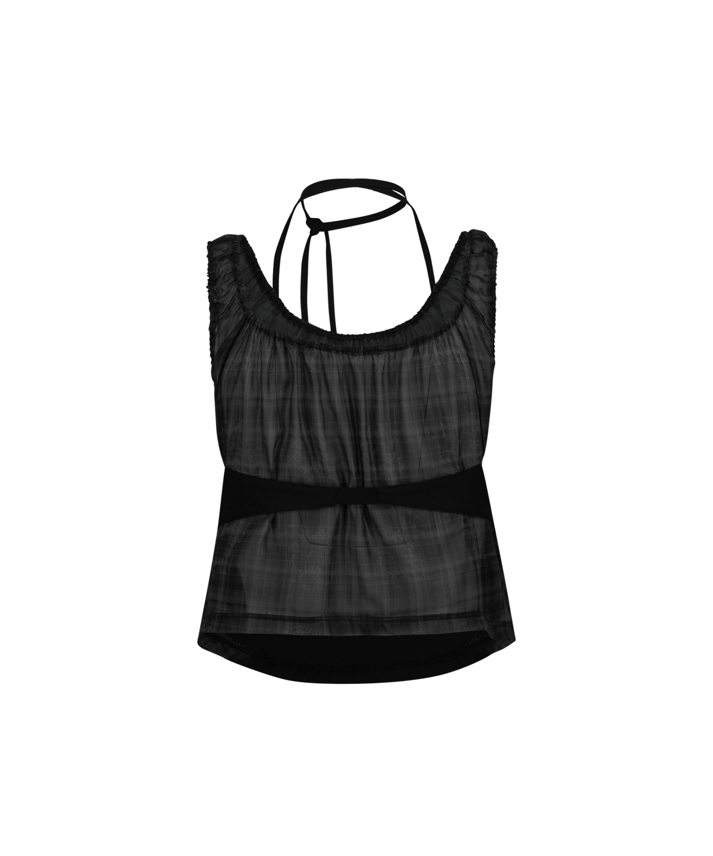 OJOS HALTER STRAP PLAID SLEEVELESS BLACK