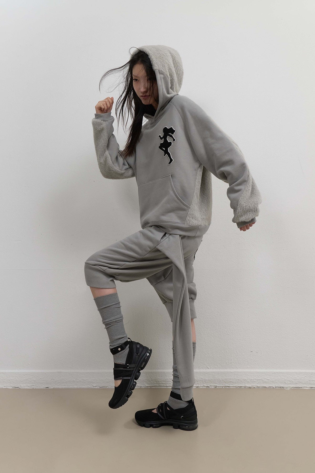 SLEEVE PUMPKIN PANTS - MINT GREY