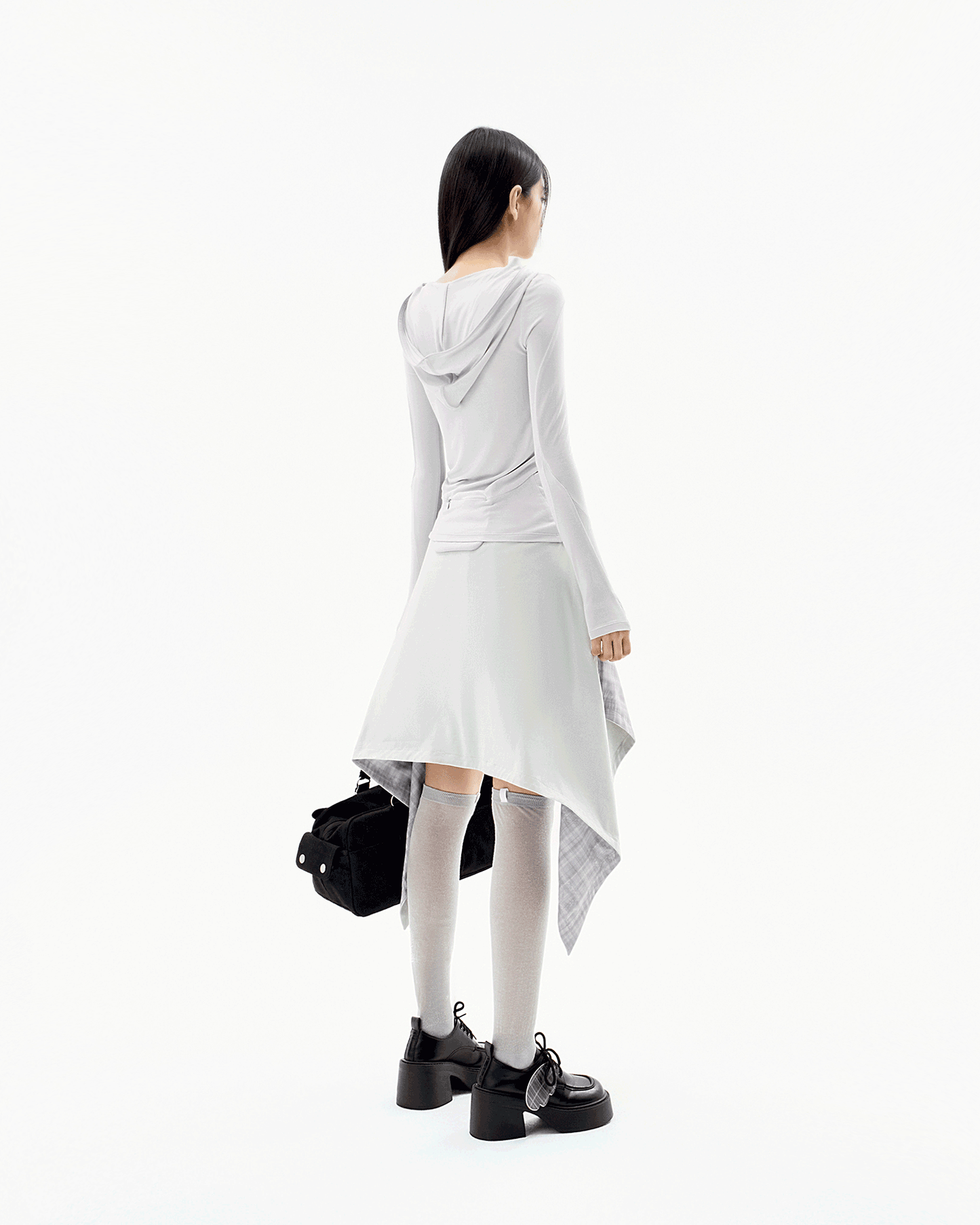 OJOS MULTI-PANEL PLEATS SKIRT WARM GREY