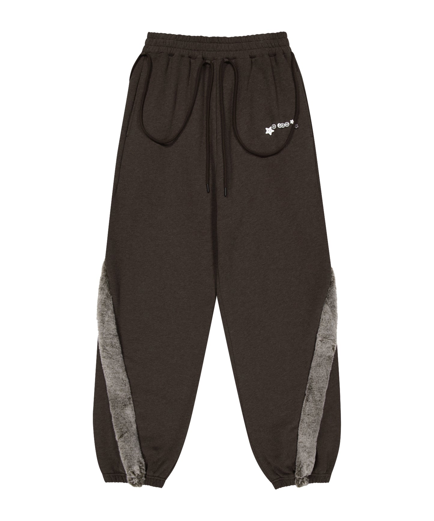 SIDE FUR TRIM SWEATPANTS - STONE BROWN