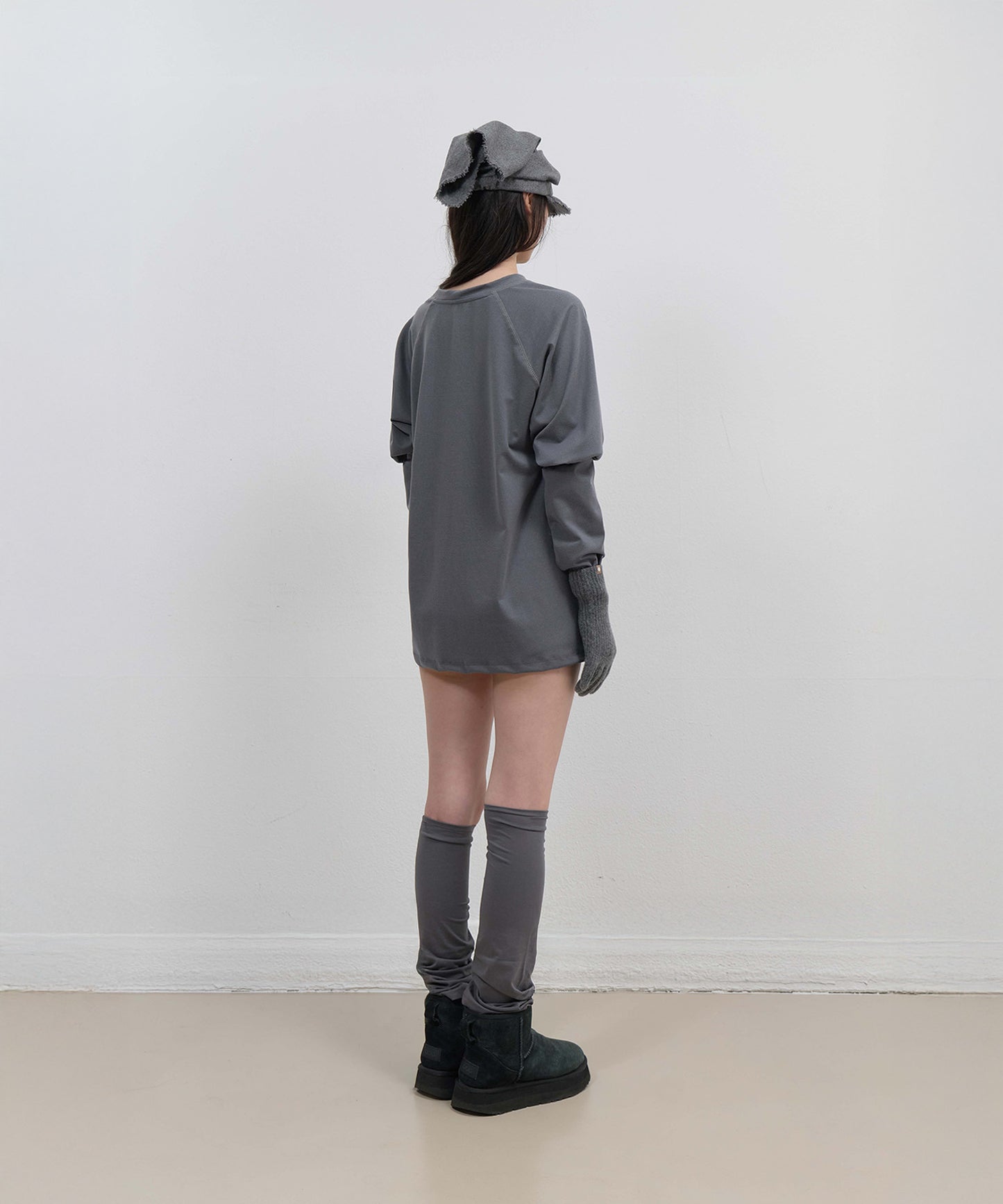 MESH BAND PUFF SLEEVE - CHARCOAL