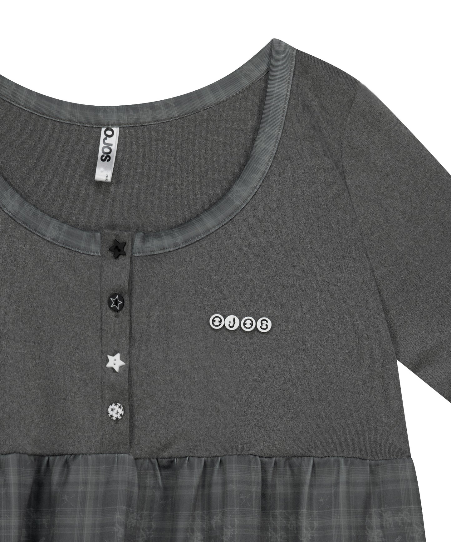 CHECK SLEEP LONG SLEEVE - CHARCOAL