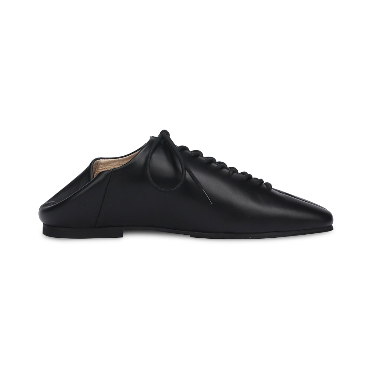RONIN BLACK LACE UP LEATHER FLATS