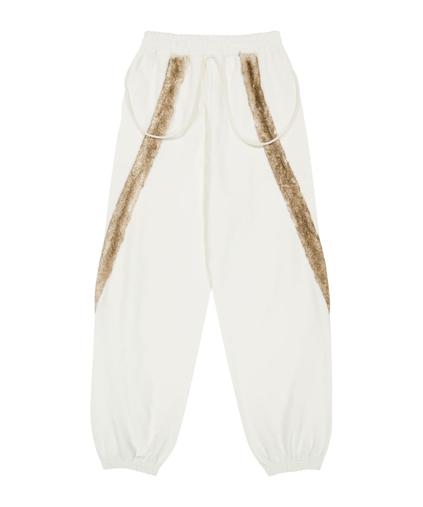 SIDE FUR TRIM SWEATPANTS - IVORY