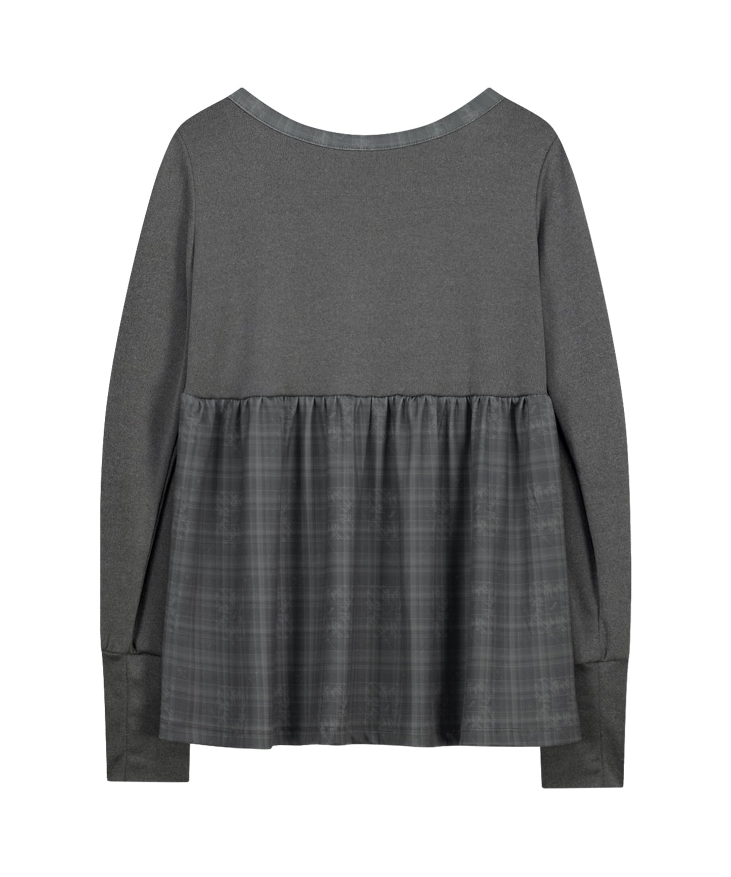 CHECK SLEEP LONG SLEEVE - CHARCOAL