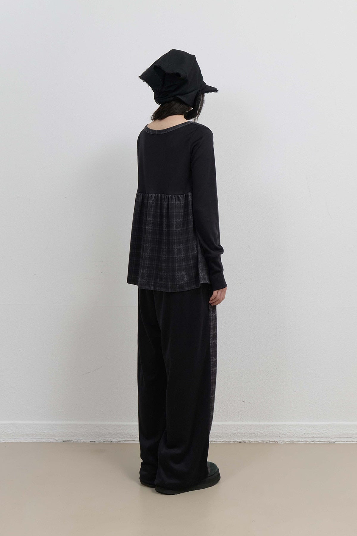 CHECK SLEEP JERSEY PANTS - BLACK