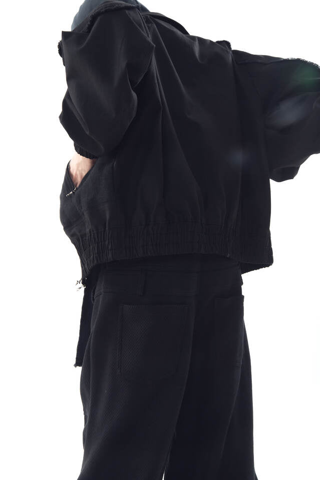 STUCKED BELT WITH LOW DENSITY COTTON AND RAW-EDGED PANTS