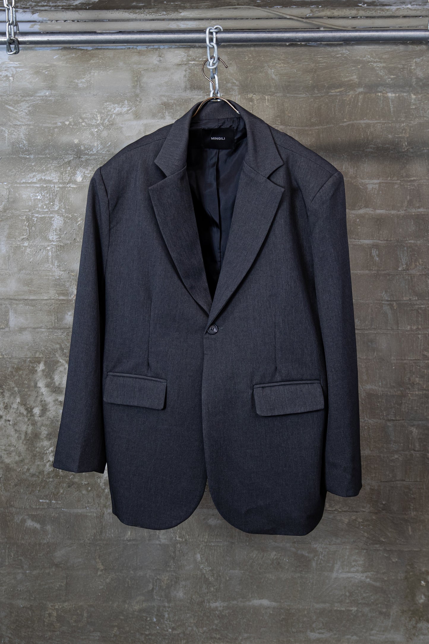OVERSIZED TAILORED BLAZER — GREY