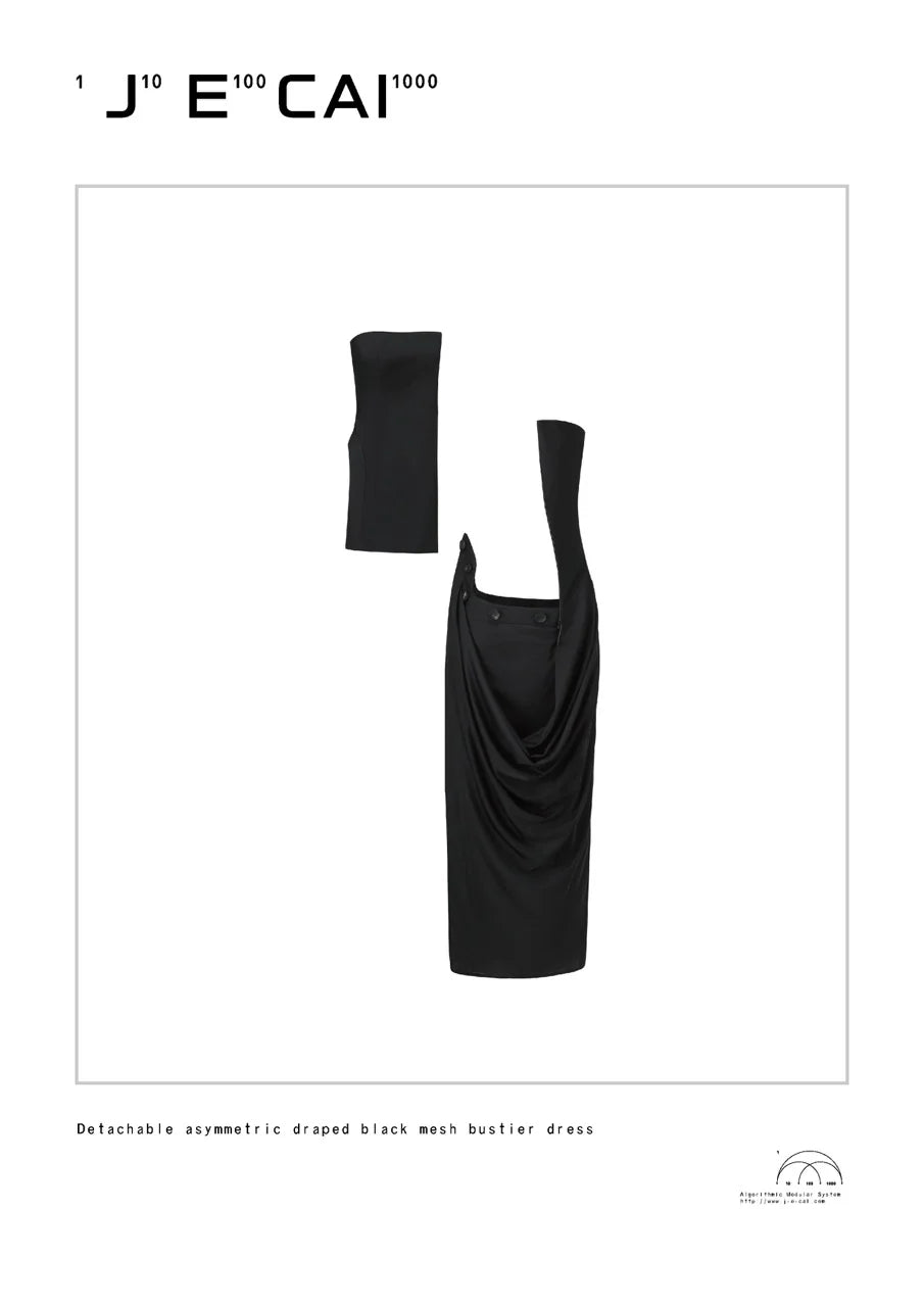DETACHABLE SIDE-SPLIT DRAPED STRAPLESS MAXI DRESS