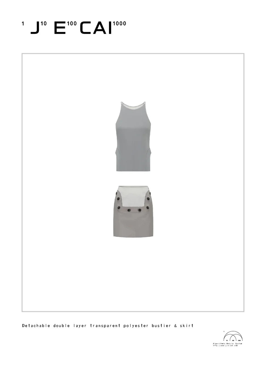 DETACHABLE DOUBLE LAYER SOFT TULLE CAMISOLE MINI DRESS SET