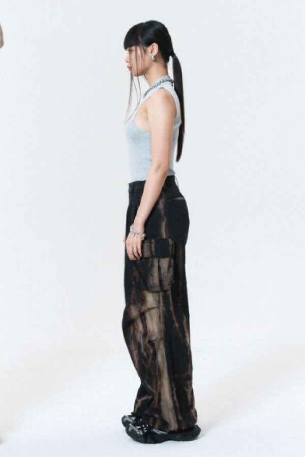 TIE - DYE WIDE JOGGER PANTS BLACK