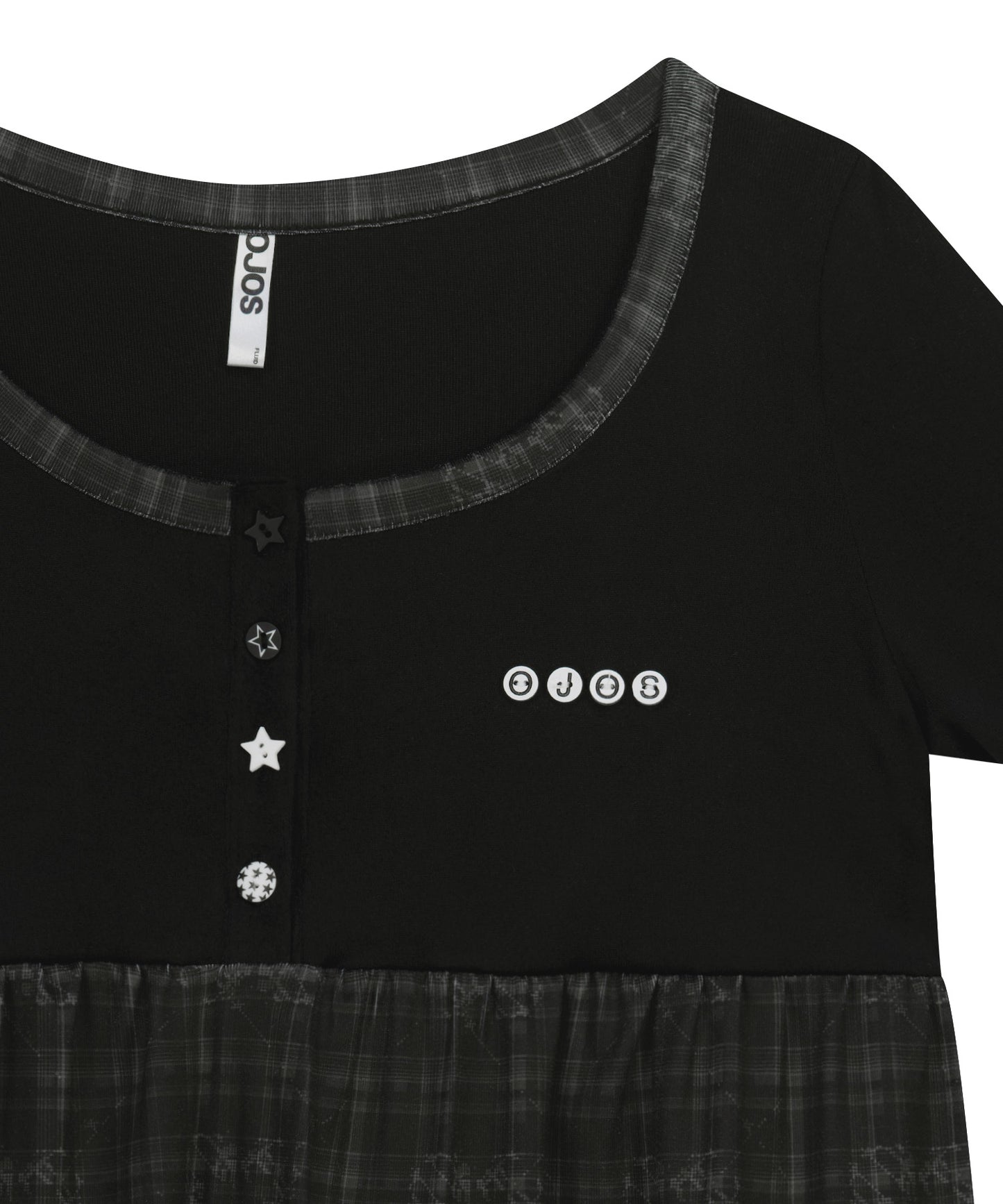 CHECK SLEEP LONG SLEEVE - BLACK