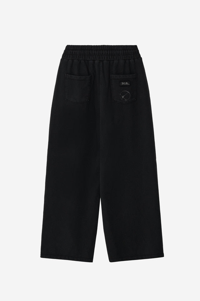 DYED CIRCLE LOGO OVER-FIT ARMOR SWEAT PANTS BLACK