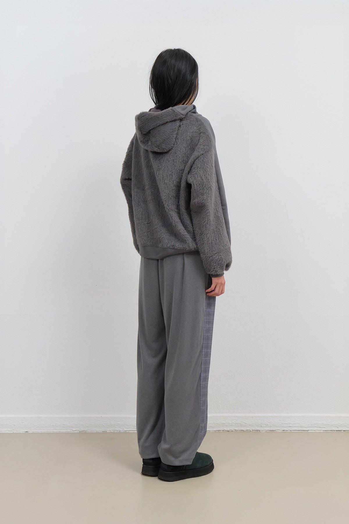 KNIT BACK HOODIE - CHARCOAL
