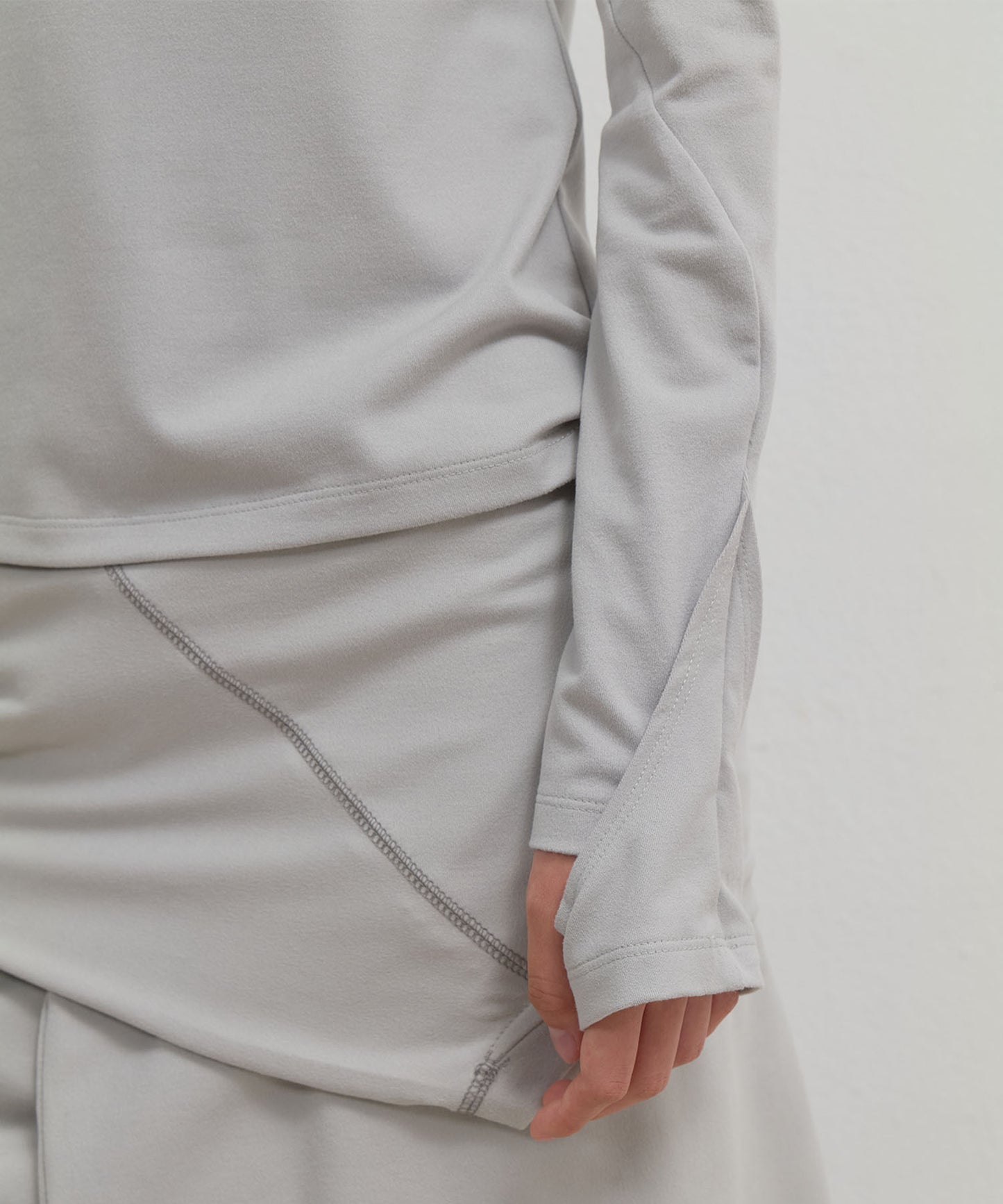 MOCK NECK TEE - MINT GREY