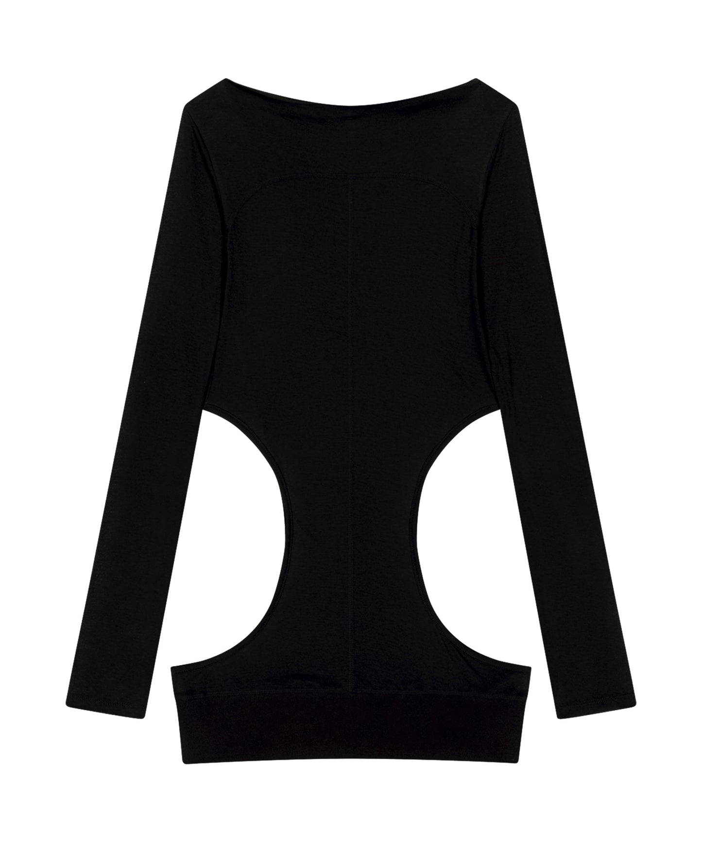 CURVED CUT LAYERED TEE - BLACK