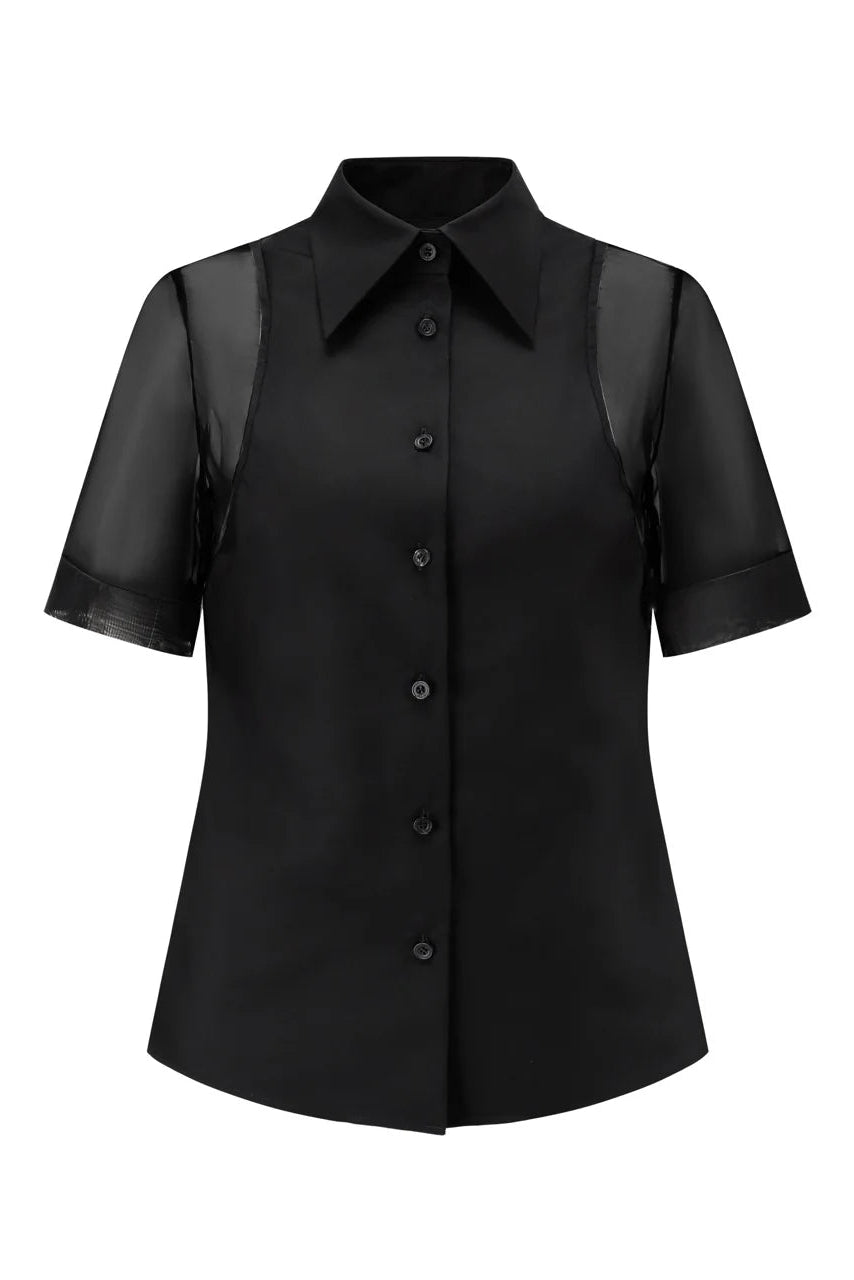 SHEER SHORT SLEEVE SHIRT TAILORED SLIM FIT