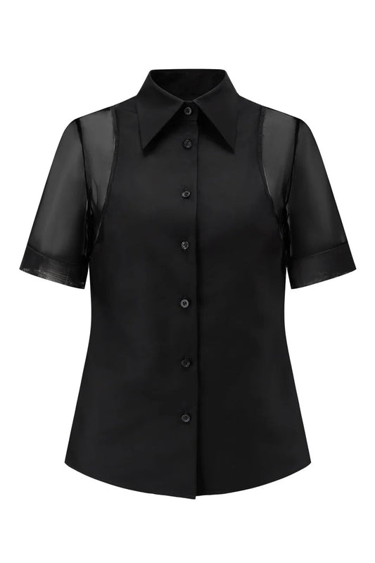 SHEER SHORT SLEEVE SHIRT TAILORED SLIM FIT