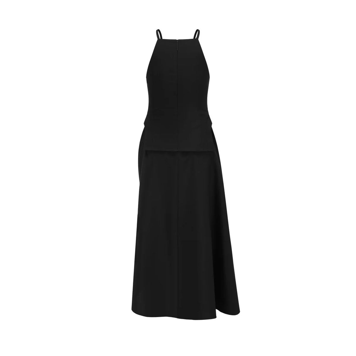 DETACHABLE HIGH SQUARE NECK CAMISOLE ASYMMETRIC DRAPED MAXI DRESS SET
