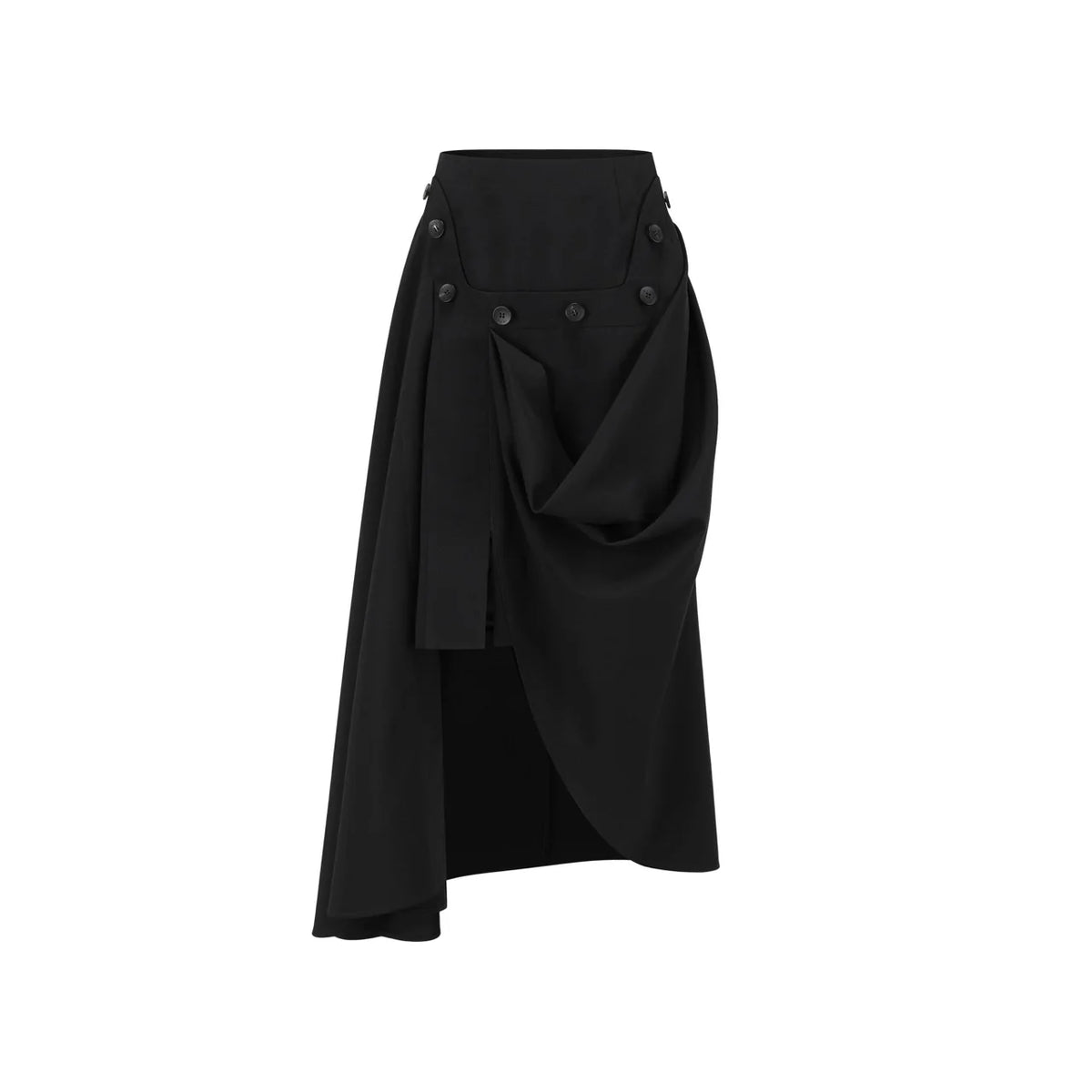 DETACHABLE HIGH SQUARE NECK CAMISOLE ASYMMETRIC DRAPED MAXI DRESS SET