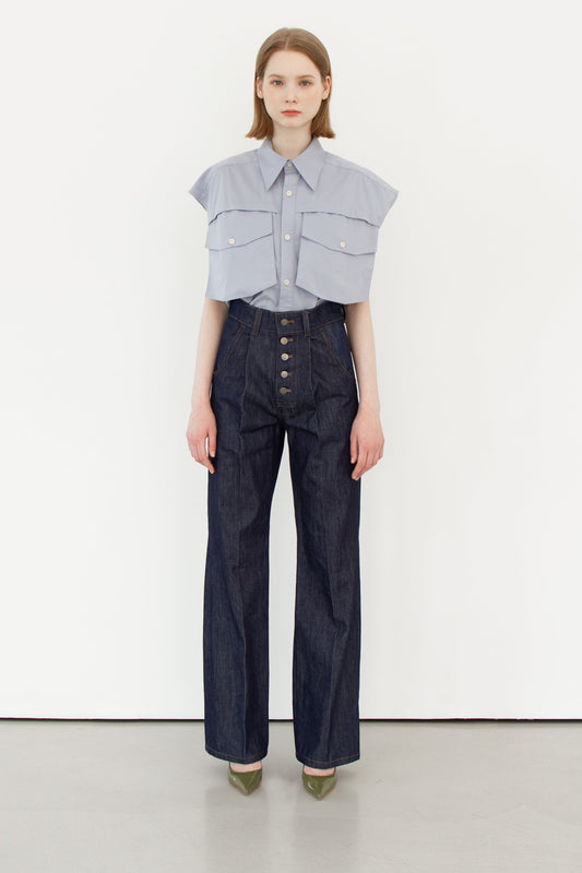 OCT31 ATTACHED POCKET SLEEVELESS SHIRT