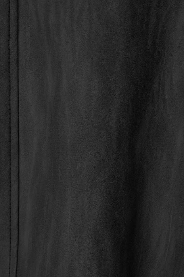 DESTROYED LEATHER AND LINEN HOODIE ZIP-UP JACKET