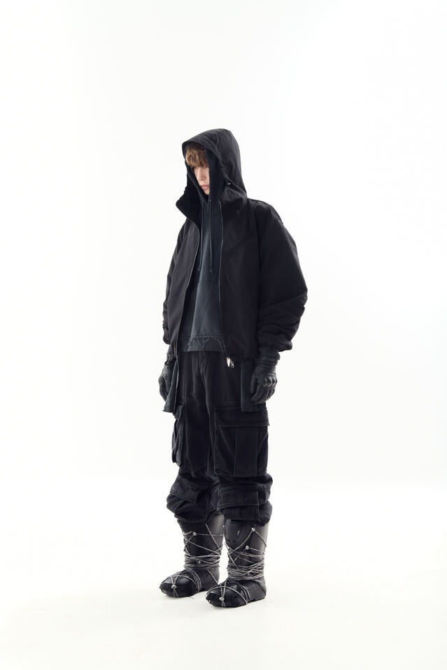 MESH PANELED JACKET BLACK