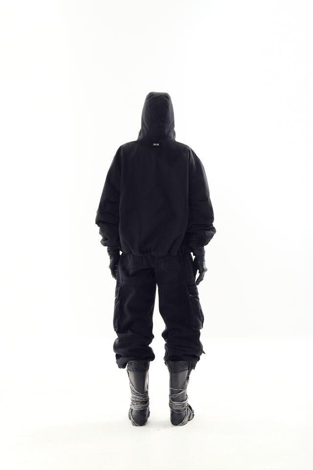 MESH PANELED JACKET BLACK