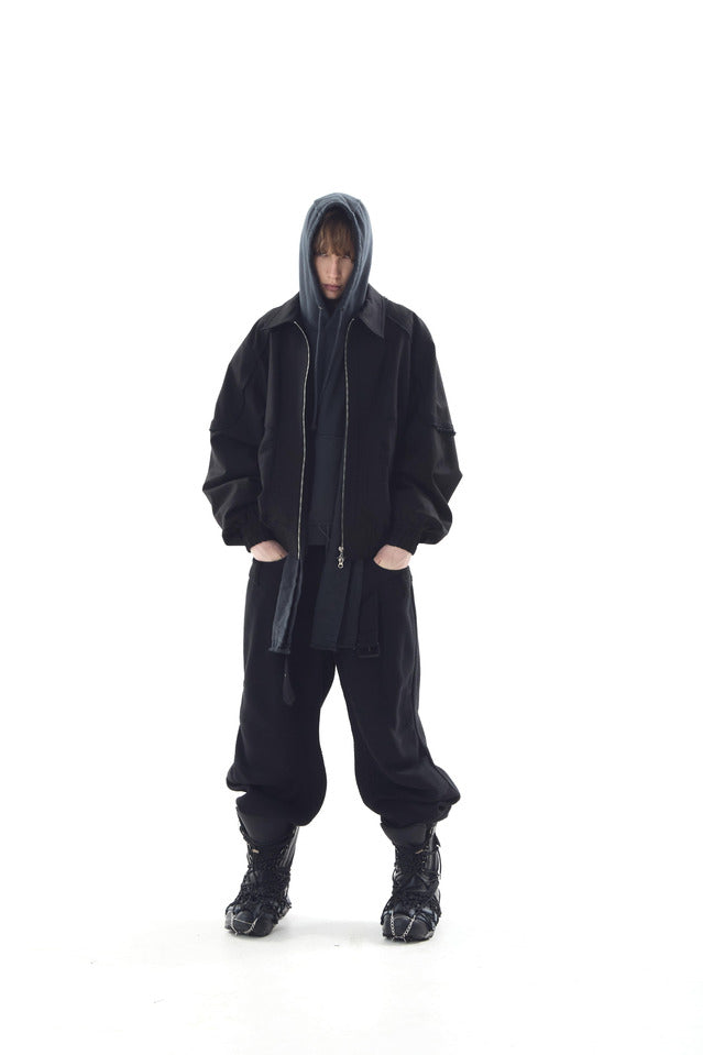 STUCKED BELT WITH LOW DENSITY COTTON AND RAW-EDGED PANTS