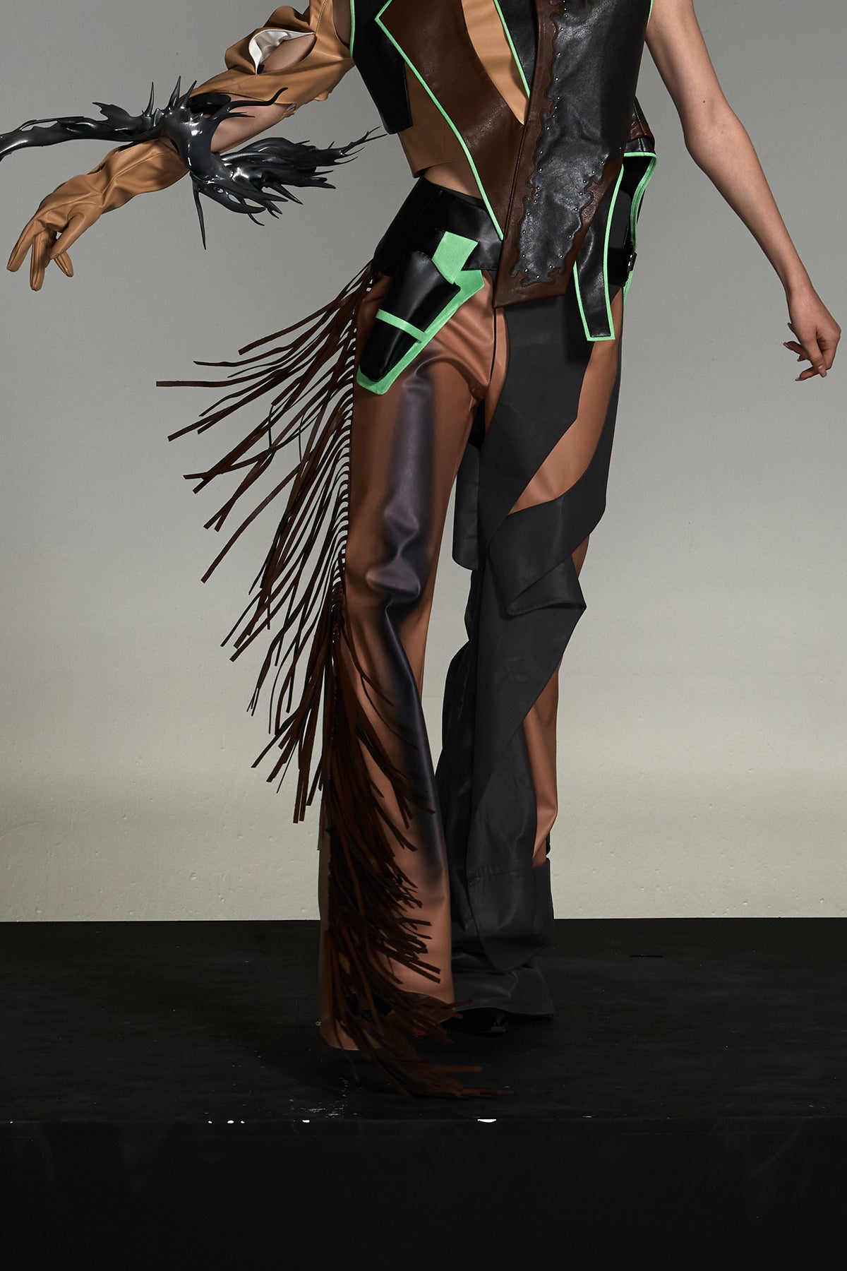 LEATHER PANEL TROUSERS