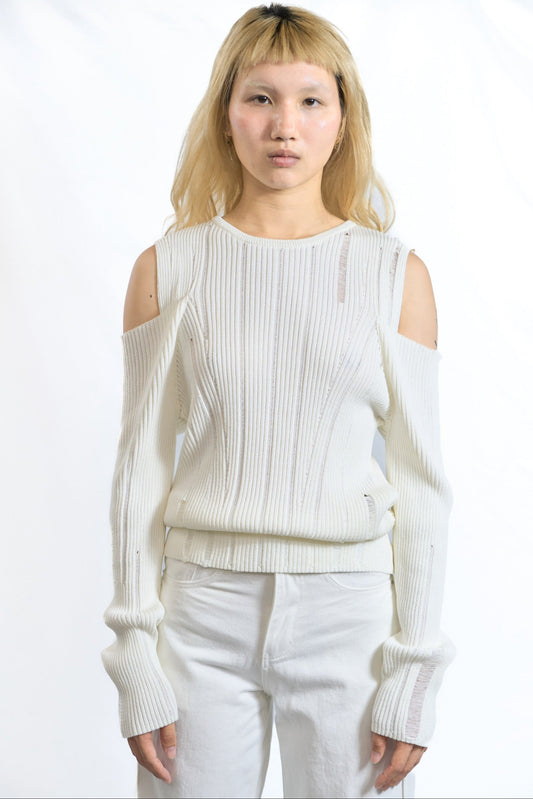 DECONSTRUCTED SLEEVE KNIT IVORY