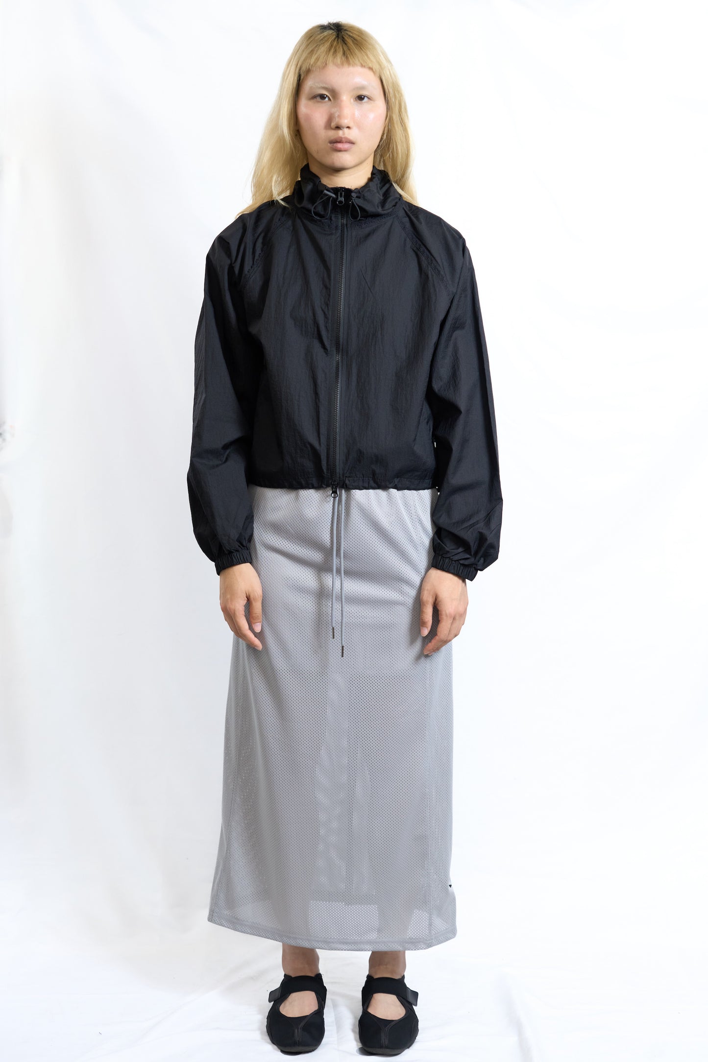 SPORTY MESH DRAWSTRING SKIRT GREY