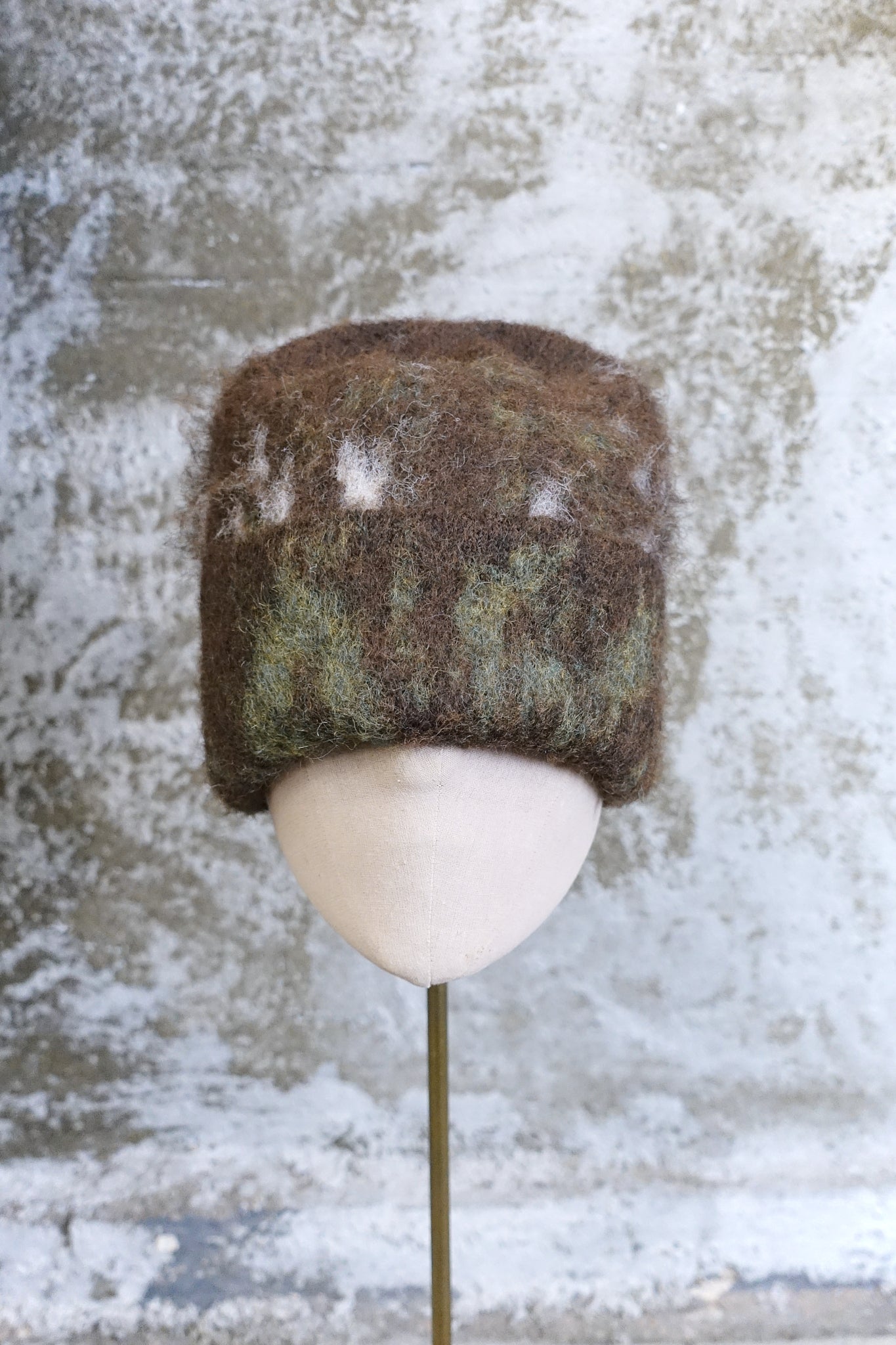 EARTH TONE FUZZY KNIT BEANIE