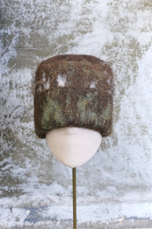 EARTH TONE FUZZY KNIT BEANIE