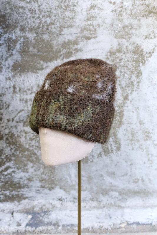 EARTH TONE FUZZY KNIT BEANIE