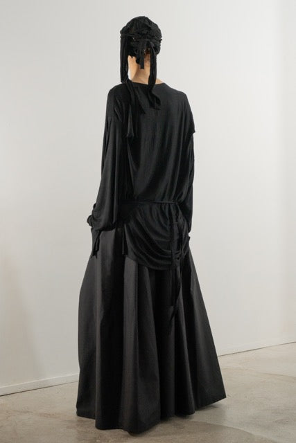 PLEATED LONG SLEEVE TOP BLACK